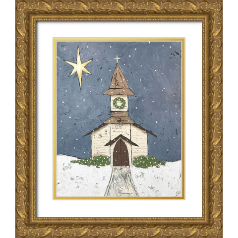 A Silent Night III Gold Ornate Wood Framed Art Print with Double Matting by Reynolds, Jade