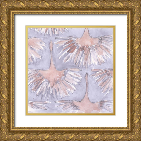 The Bird Gathering I Gold Ornate Wood Framed Art Print with Double Matting by Dixon, Samuel