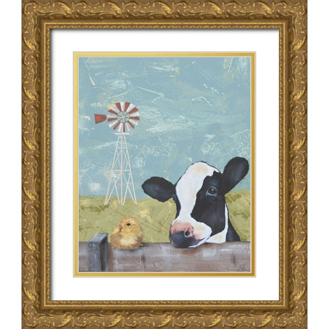 My Farm Friends II Gold Ornate Wood Framed Art Print with Double Matting by Reynolds, Jade