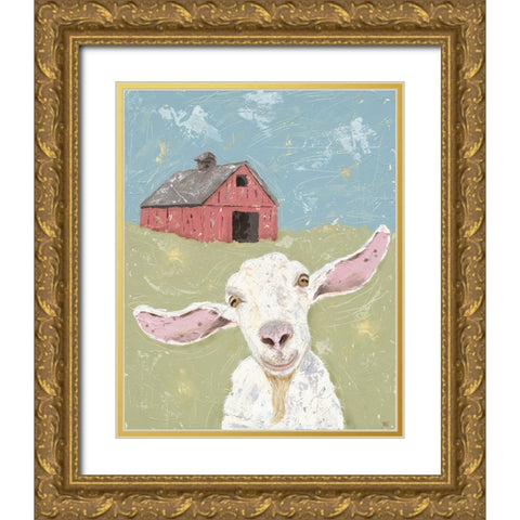 My Farm Friends III Gold Ornate Wood Framed Art Print with Double Matting by Reynolds, Jade