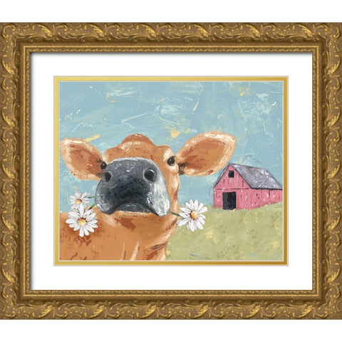 My Farm Friends IV Gold Ornate Wood Framed Art Print with Double Matting by Reynolds, Jade
