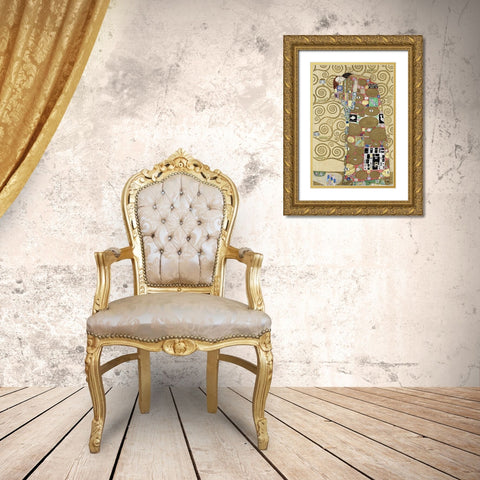 Fulfillment Gold Ornate Wood Framed Art Print with Double Matting by Klimt, Gustav