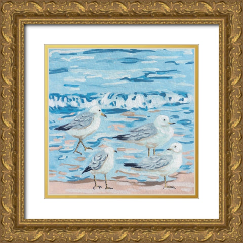 Seagull Birds I Gold Ornate Wood Framed Art Print with Double Matting by Wang, Melissa