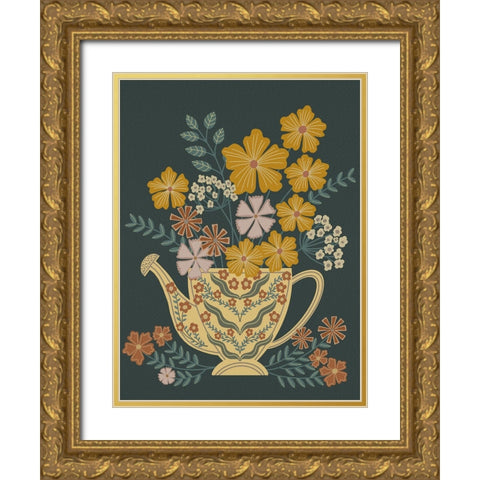 Folk Art Fun II Gold Ornate Wood Framed Art Print with Double Matting by Moore, Regina