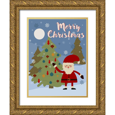Winer Santa I Gold Ornate Wood Framed Art Print with Double Matting by Moore, Regina