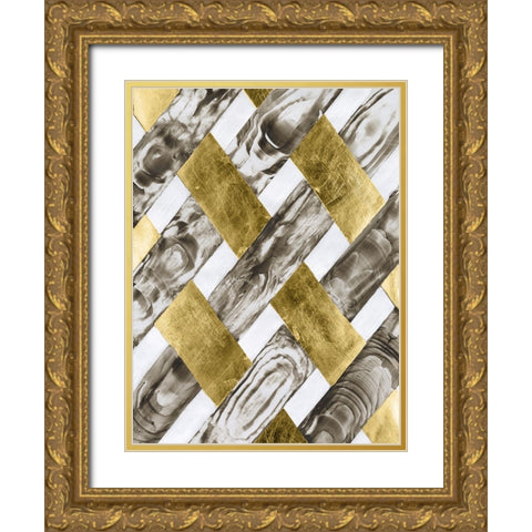 End Grain Weave I Gold Ornate Wood Framed Art Print with Double Matting by Lam, Vanna