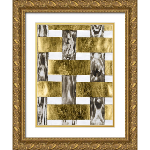 End Grain Weave III Gold Ornate Wood Framed Art Print with Double Matting by Lam, Vanna
