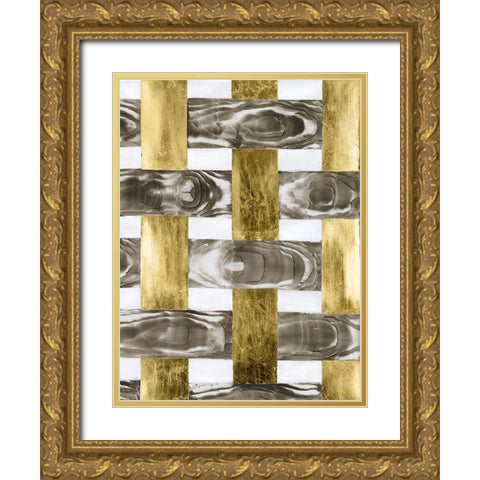 End Grain Weave IV Gold Ornate Wood Framed Art Print with Double Matting by Lam, Vanna