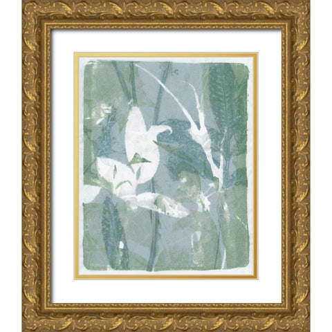 Subtle Sage Flora I Gold Ornate Wood Framed Art Print with Double Matting by Barnes, Victoria