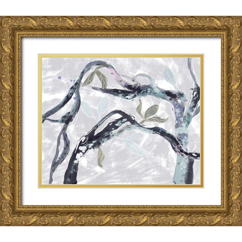 Snowy Branches I Gold Ornate Wood Framed Art Print with Double Matting by Wang, Melissa