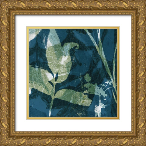 Botanical Imprints in Blue I Gold Ornate Wood Framed Art Print with Double Matting by Barnes, Victoria