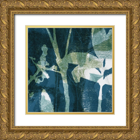 Botanical Imprints in Blue II Gold Ornate Wood Framed Art Print with Double Matting by Barnes, Victoria