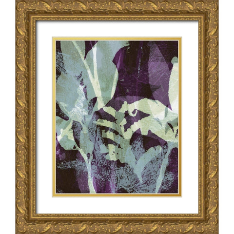 Frond Fresco I Gold Ornate Wood Framed Art Print with Double Matting by Barnes, Victoria