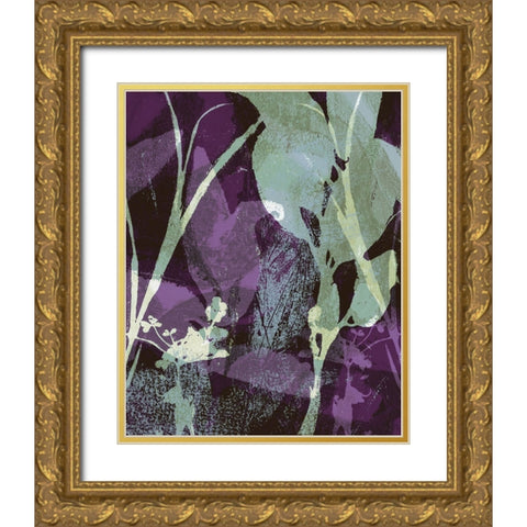 Frond Fresco II Gold Ornate Wood Framed Art Print with Double Matting by Barnes, Victoria