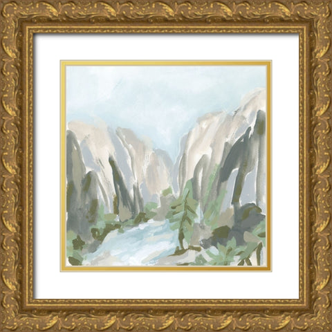 Stone Cascade I Gold Ornate Wood Framed Art Print with Double Matting by Vess, June Erica