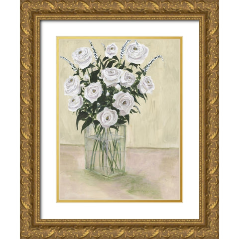 Pale Roses Gold Ornate Wood Framed Art Print with Double Matting by Willett, Michael