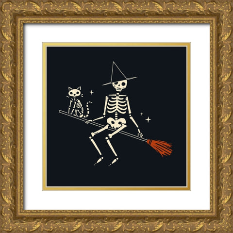 Skeleton Antics III Gold Ornate Wood Framed Art Print with Double Matting by Barnes, Victoria