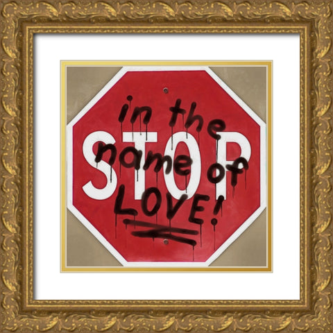 Graffiti Sign II Gold Ornate Wood Framed Art Print with Double Matting by Saunders, Alonzo