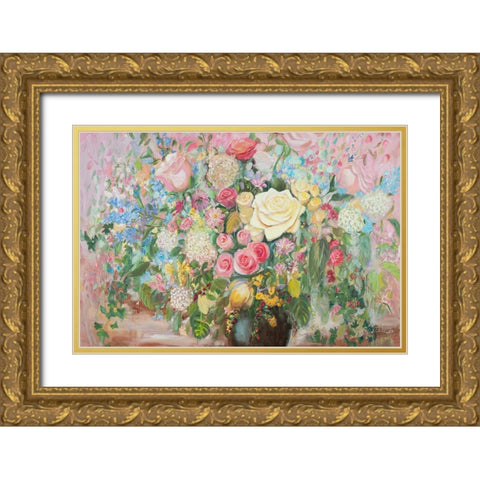 Happy Bouquet Gold Ornate Wood Framed Art Print with Double Matting by Iafrate, Sandra