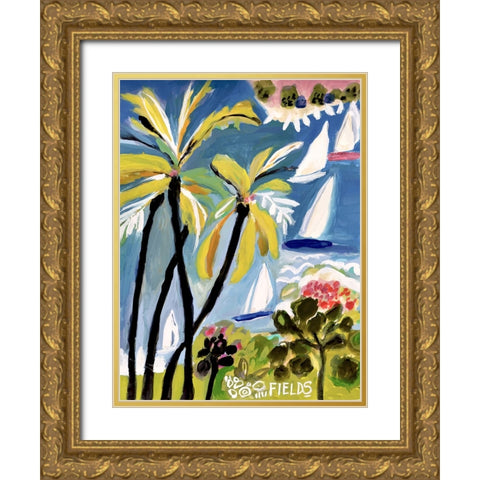 Palm Landscape II Gold Ornate Wood Framed Art Print with Double Matting by Fields, Karen