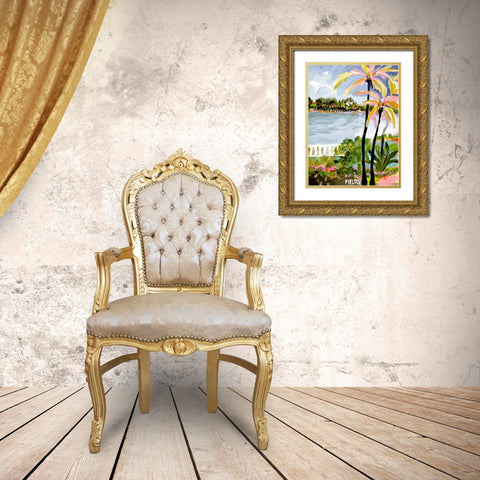 Palm Landscape IV Gold Ornate Wood Framed Art Print with Double Matting by Fields, Karen