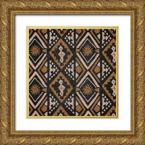 Block Tribal Patterns I Gold Ornate Wood Framed Art Print with Double Matting by Wang, Melissa