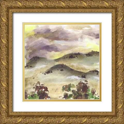 Misty Sunset II Gold Ornate Wood Framed Art Print with Double Matting by Wang, Melissa