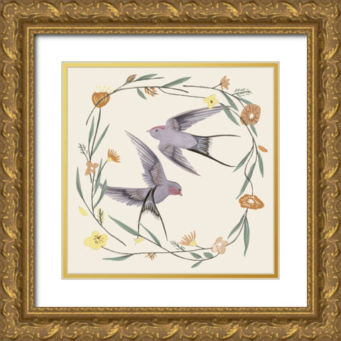 Fly to You II Gold Ornate Wood Framed Art Print with Double Matting by Wang, Melissa