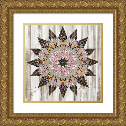 Rustic Quilt I Gold Ornate Wood Framed Art Print with Double Matting by Wang, Melissa