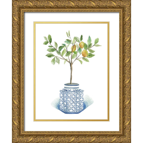 Growing Lemon I Gold Ornate Wood Framed Art Print with Double Matting by Wang, Melissa