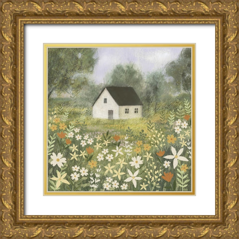 Storybook Cottage II Gold Ornate Wood Framed Art Print with Double Matting by Barnes, Victoria