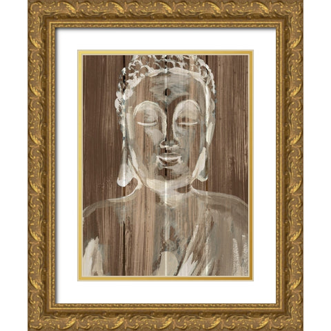 Buddha on Wood I Gold Ornate Wood Framed Art Print with Double Matting by Warren, Annie