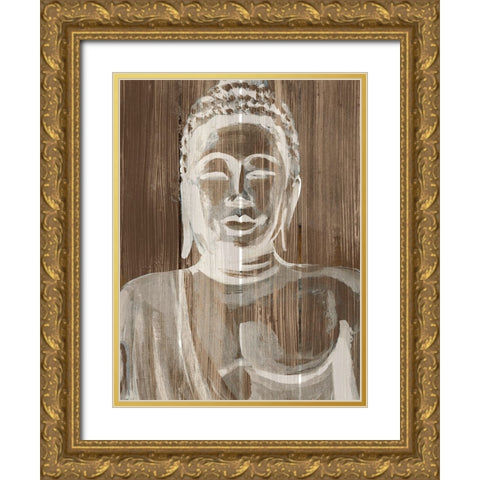 Buddha on Wood III Gold Ornate Wood Framed Art Print with Double Matting by Warren, Annie