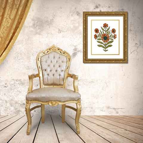 Stamped Bouquet I Gold Ornate Wood Framed Art Print with Double Matting by Barnes, Victoria