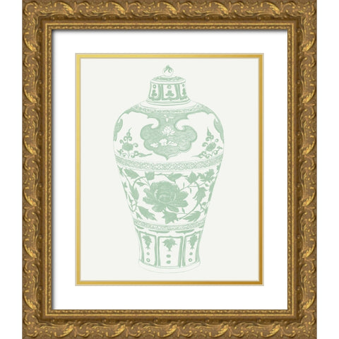 Mint Vases I Gold Ornate Wood Framed Art Print with Double Matting by Wang, Melissa