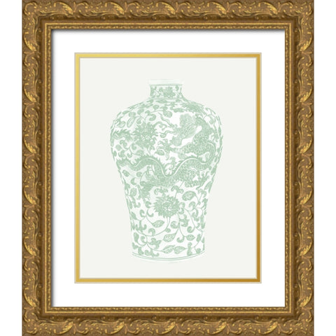 Mint Vases III Gold Ornate Wood Framed Art Print with Double Matting by Wang, Melissa