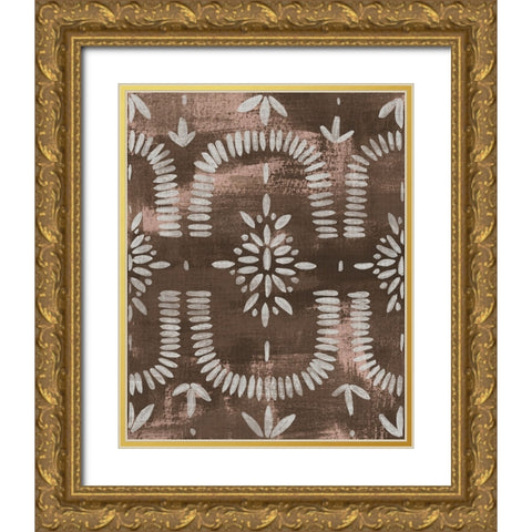 Espresso Batik I Gold Ornate Wood Framed Art Print with Double Matting by Vess, June Erica