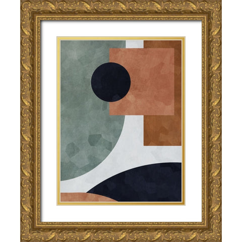Abstract of Shapes II Gold Ornate Wood Framed Art Print with Double Matting by Aldridge, Ashley