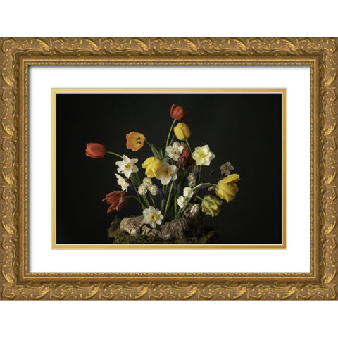 Spring Fling Blooms III Gold Ornate Wood Framed Art Print with Double Matting by McLean, Leah
