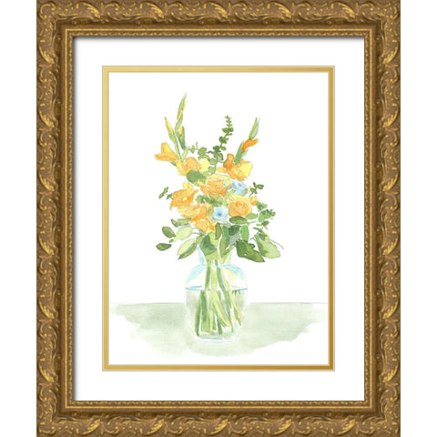 Pastel Bouquet of Flowers II Gold Ornate Wood Framed Art Print with Double Matting by Moore, Regina