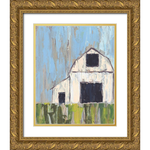 Plain Barn II Gold Ornate Wood Framed Art Print with Double Matting by Moore, Regina