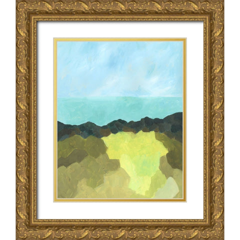 Jade Sea I Gold Ornate Wood Framed Art Print with Double Matting by Moore, Regina