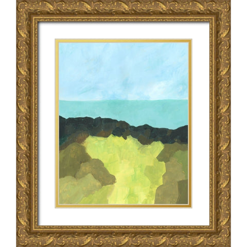 Jade Sea II Gold Ornate Wood Framed Art Print with Double Matting by Moore, Regina