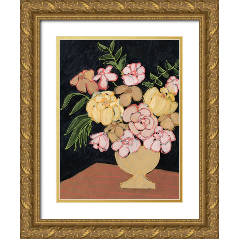 Floral Outlined I Gold Ornate Wood Framed Art Print with Double Matting by Moore, Regina
