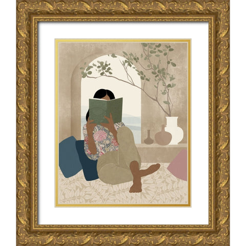 Reading Nook I Gold Ornate Wood Framed Art Print with Double Matting by Barnes, Victoria