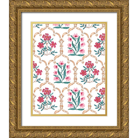 Garden Wall I Gold Ornate Wood Framed Art Print with Double Matting by Wang, Melissa