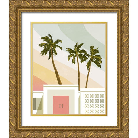 Palm Springs Paradise II Gold Ornate Wood Framed Art Print with Double Matting by Barnes, Victoria