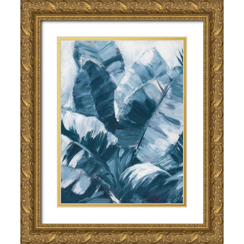 Blue Palms I Gold Ornate Wood Framed Art Print with Double Matting by Wilkins, Suzanne