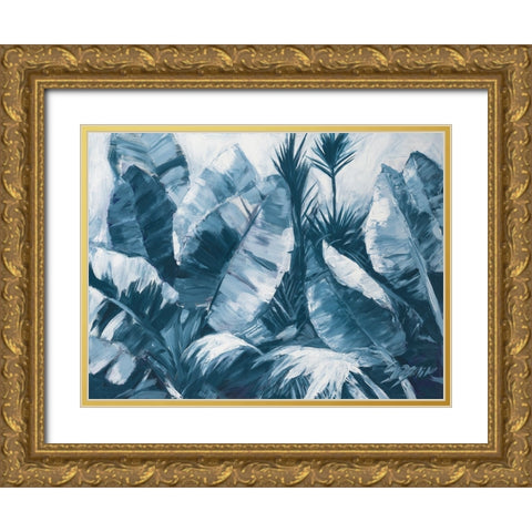 Blue Palms III Gold Ornate Wood Framed Art Print with Double Matting by Wilkins, Suzanne