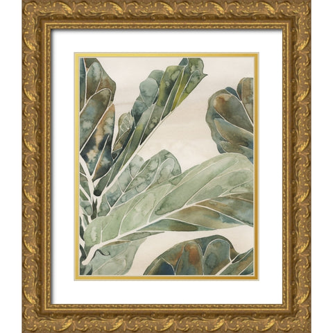 Fiddle Leaf Fig II Gold Ornate Wood Framed Art Print with Double Matting by Popp, Grace